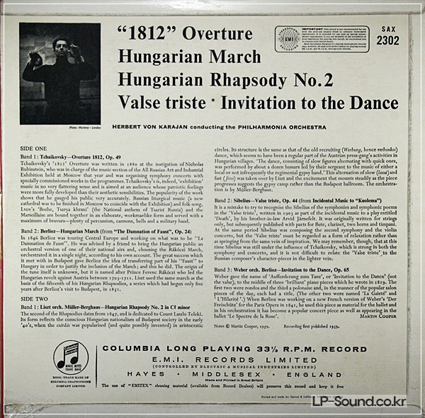 TCHAIKOVSKY - OVERTURE 1812, OP. 49 / HERBERT VON KARAJAN SAX 2302