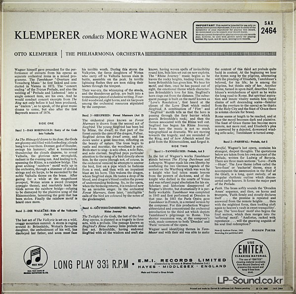 KLEMPERER* CONDUCTS *MORE WAGNER* SIEGFRIED /PARSIFAL*SAX 2464