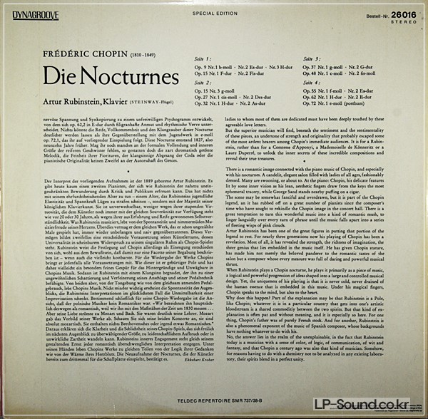 CHOPIN - NOCTURNES  / ARTUR RUBINSTEIN, PIANO  2LP