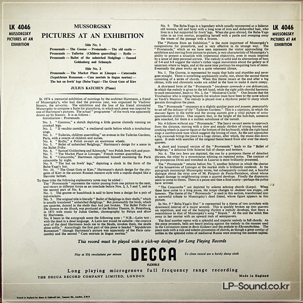 KATCHEN PICTURES AT AN EXHIBITION 1. PRESSING DECCA LK 4046 MONO
