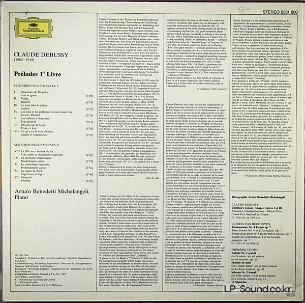 CLAUDE DEBUSSY PRELUDES. VOLUME.1/MICHELANGELI DG 2531 200