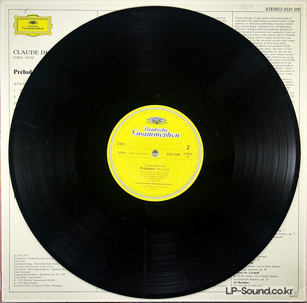 CLAUDE DEBUSSY PRELUDES. VOLUME.1/MICHELANGELI DG 2531 200