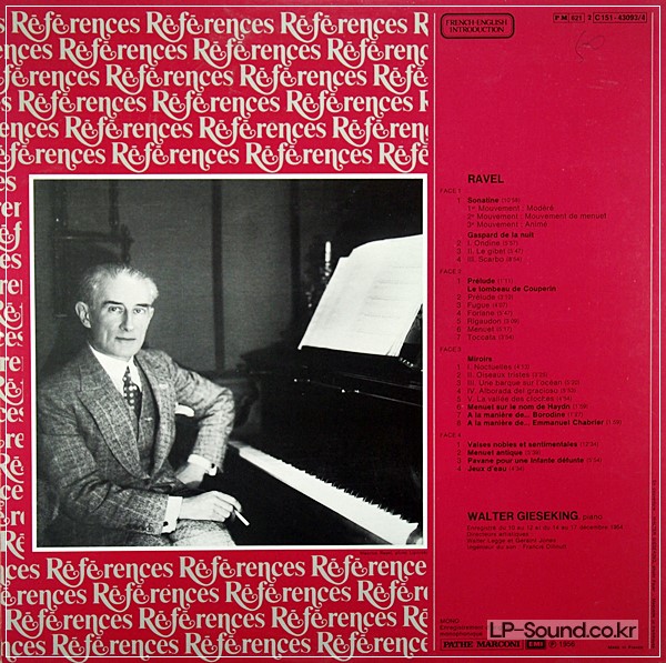 RAVEL L'OEUVRE DE PIANO  GIESEKING  EMI REFERENCES  2LP