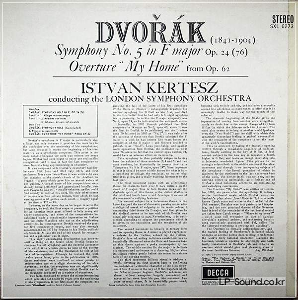 DVORAK SYMPHONY NO.5 KERTESZ DECCA WB DG SXL 6273