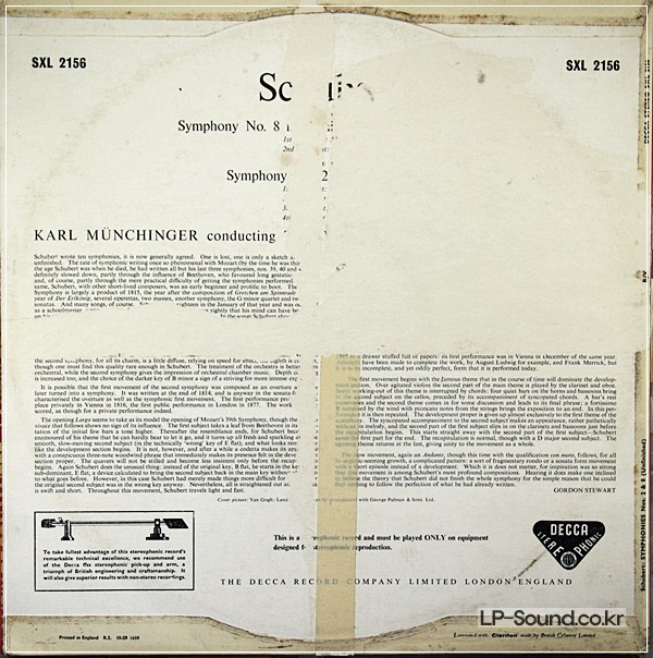 SCHUBERT / MUNCHINGER/SYMPHONY NO. 8.NO.2 SXL 2156