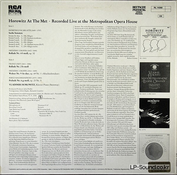 HOROWITZ AT THE MET LIVE SCARLATTI, CHOPIN, RACHMANINOFF, LISZT 1981