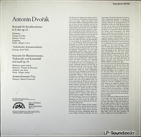 DVORAK  SERENADE FüR BLASER IN D-MOLL SUPRAPHON 50 760