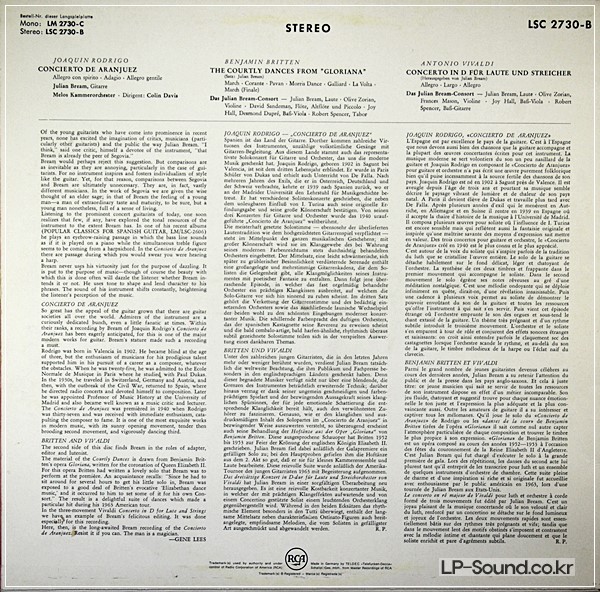 RODRIGO CONCIERTO DE ARANJUEZ JULIAN BREAM COLIN DAVIS ORIG RCA LP LSC-2730-B