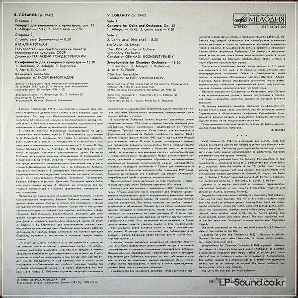 VASILI LOBANOV CONCERTO FOR CELLO AND ORCHESTRA / SYMPHONIETTA