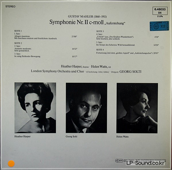MAHLER SYMPHONY NO.2 RESURRECTION GEORG SOLTI LSO DECCA 2LP