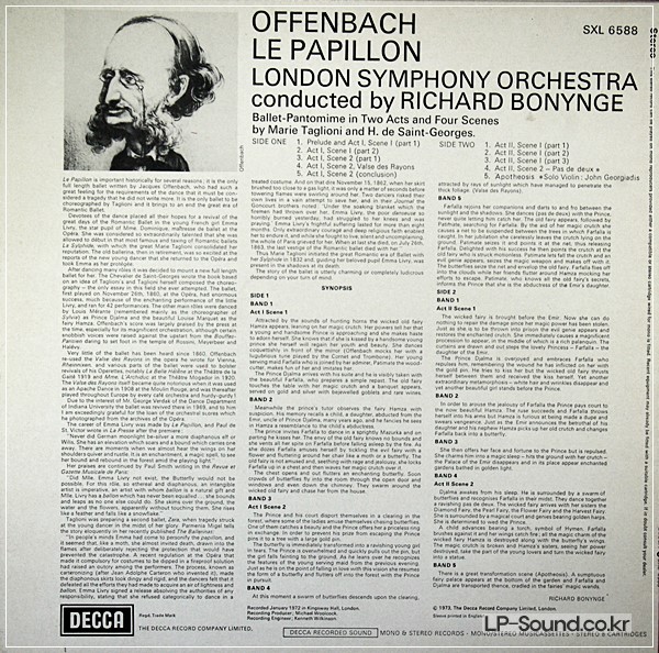 BONYNGE, LONDON SYMPHONY: OFFENBACH: LE PAPILLON.SXL 6588