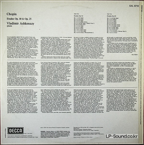 CHOPIN ETUDES OP. 10 & 25 VLADIMIR ASHKENAZY  SXL 6710