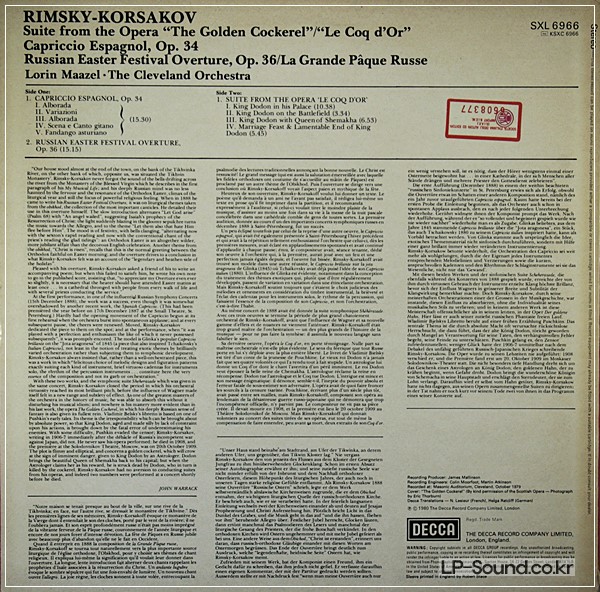 RIMSKY-KORSAKOV - GOLDEN COCKEREL SUITE, CAPRICCIO LP, MAAZEL, DECCA SXL 6966