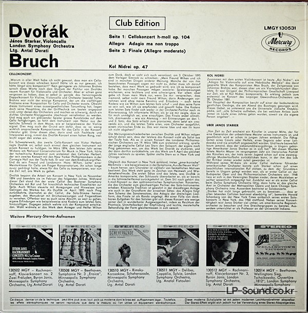 DVORAK CELLO CONC/BRUCH KOL NIDRE JANOS STARKER LMGY 130531
