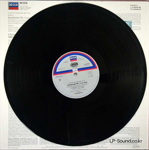 MAHLER SYMPHONY NO.5 CHICAGO SYMPHONY ORCHESTRA SIR GEORG SOLTI 414 321-1