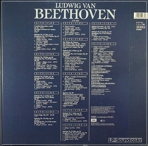 BEETHOVEN 9 SYMPHONIES  KLEMPERER EDITION  EMI AEW 34469 6LP BOX DMM
