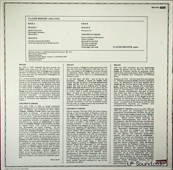CLAUDE HELFFER PICTURES / CHILDREN'S CORNER DEBUSSY - HARMONI MUNDI HM 954