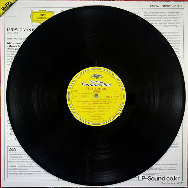 BEETHOVEN PIANO SONATAS DGG EMIL GILELSDIGITAL STEREO 40 123 2