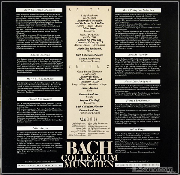 BOCCHERINI.LECLAIR TELEMANN CONCERTO BACH COLLEGIUM MUNCHEN
