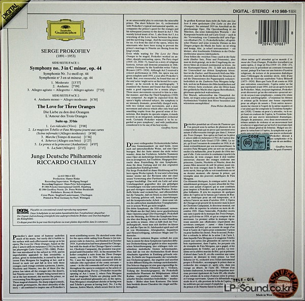 PROKOFIEV*,JUNGE DEUTSCHE PHILHARMONIE–SYMPHONY NO.3 IN C SG 410 988-1