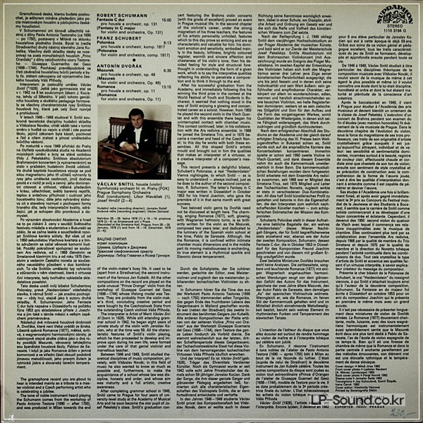 VACLAV SNITIL VIOLIN DVORAK SCHUBERT SCHUMANN SUPRAPHON 1110 3194