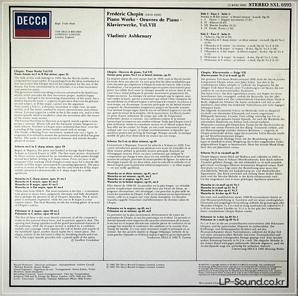 CHOPIN PIANO WORKS VOL. VII VLADIMIR ASHKENAZY 1982  SXL 6995