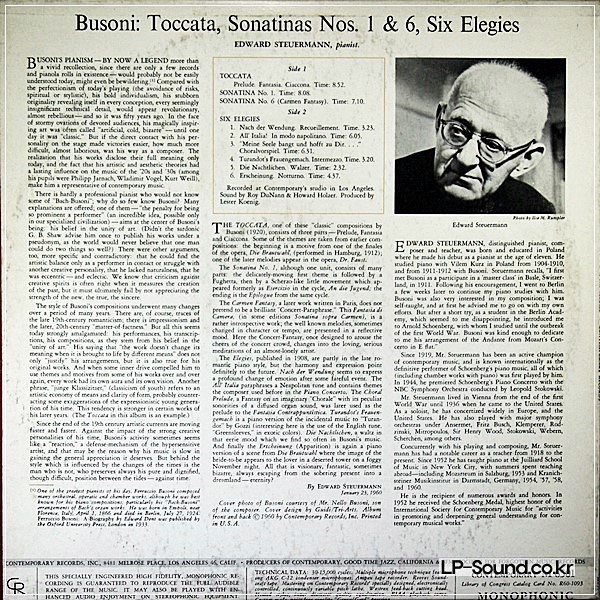 STEUERMANN: BUSONI TOCCATA, 2 SONATINAS + 6 ELEGIES: RECORDS S 8501
