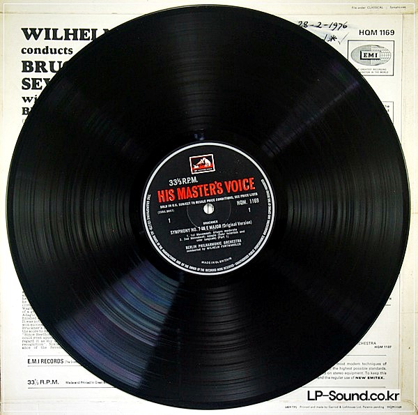 BRUCKNER SYMPHONY NO 7 BERLIN PHILHARMONIC WILHELM FURTWANGLER   HQM 1169
