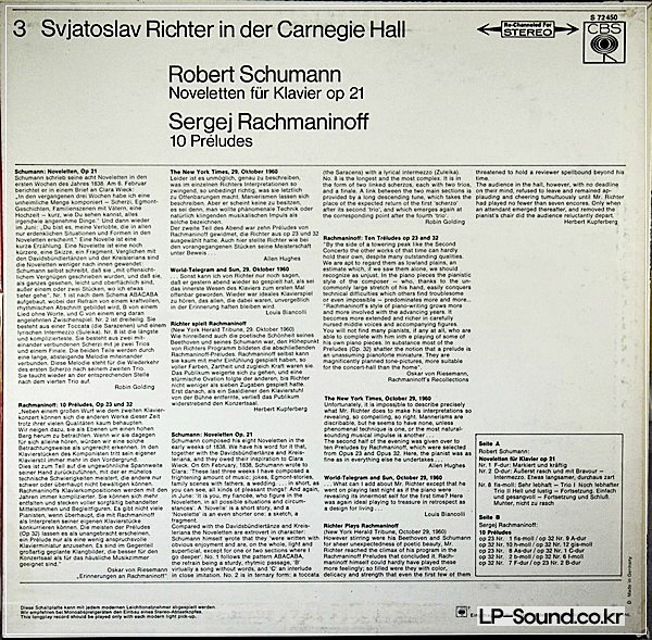 SJVATOSLAV RICHTER - AT CARNEGIE HALL -  - CBS STEREO S72450