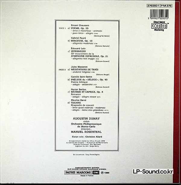 AUGUSTIN DUMAY VIOLIN ALLARD HARP RECITAL STEREO