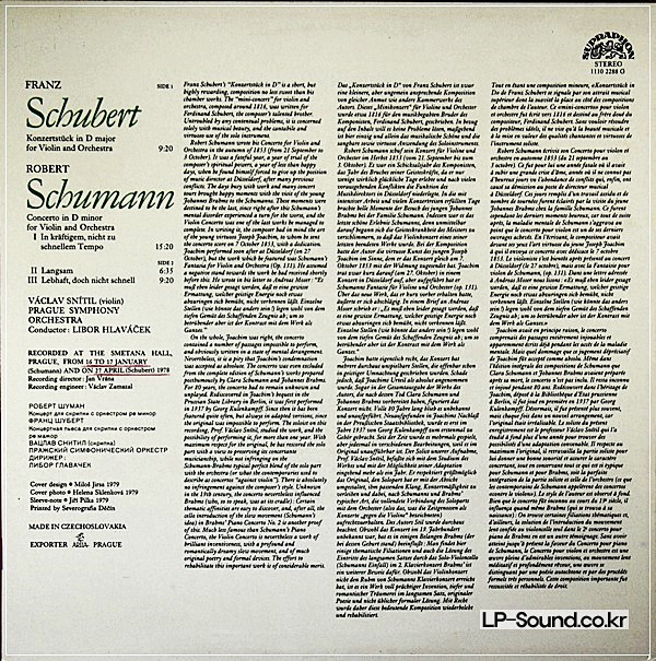 SCHUMANN / SCHUBERT VIOLIN CONCERTO / KONZERSTUCK VACLAV SNITIL1110 2288 G