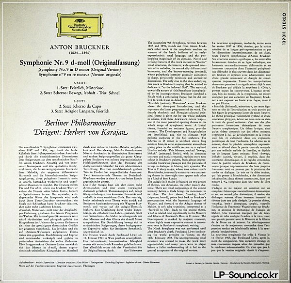 BRUCKNER SYMPHONIE NR 9 D-MOLL 139 011  HERBERT VON KARAJAN  139 011