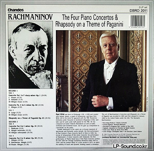 RACHMANINOV 4 CONCERTOS HORENSTEIN*EARL WILD DBRD 2011 2LP