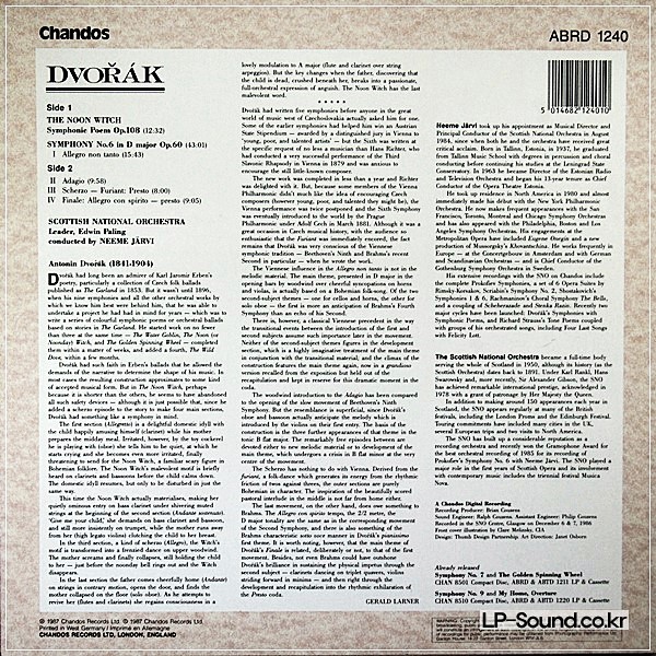 DVORAK SYMPHONY NO.6NEEME JARVICHANDOS ABRD 1240