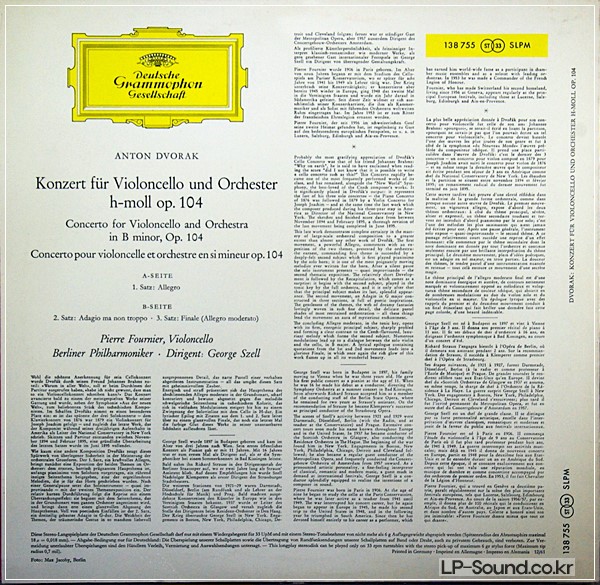 ANTON DVORAK CONCERTO FOR CELLO PIERRE FOURNIER – 138 755 SLPM RED STREO
