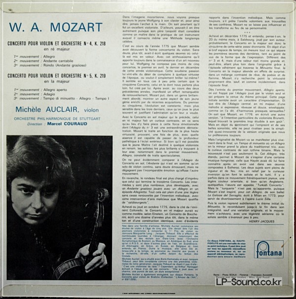 MOZART: VIOLIN CONCERTO NOS. 4 & 5 - MICHELE AUCLAIR 898 087