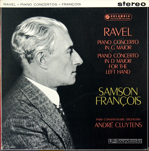 RAVEL: PIANO CONCERTOS - SAMSON FRANCOIS / CLUYTENS **COLUMBIA SAX 2394 ED1