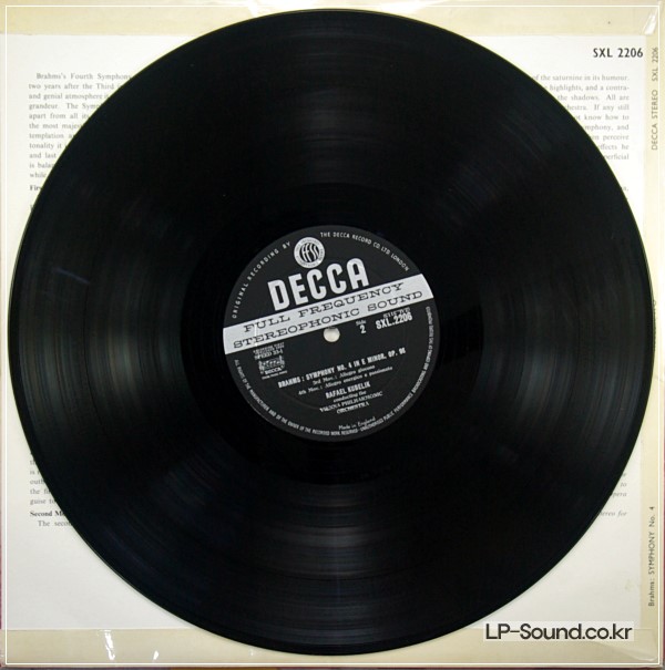 BRAHMS SYMPHONY NO.4  * KUBELIK    SXL 2206 WBG UK ED1