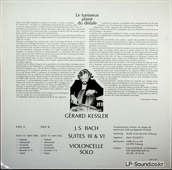 GERARD KESSLER LP BACH CELLO SUITE 3 & 6 RARE SWISS