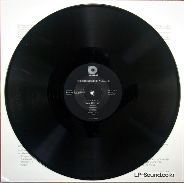 GERARD KESSLER LP BACH CELLO SUITE 3 & 6 RARE SWISS