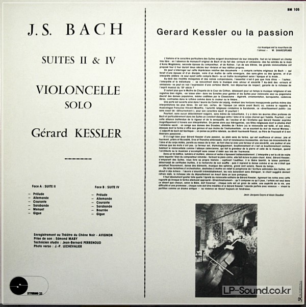 GERARD KESSLER LP BACH CELLO SUITE 2 & 4 RARE FRENCH