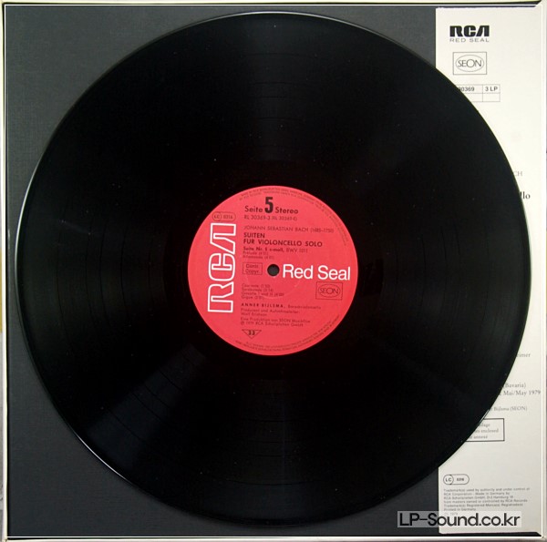 BACH 6 SOLO CELLO SUITES ANNER BIJLSMA RCA SEON RL 30369 3LP STEREO