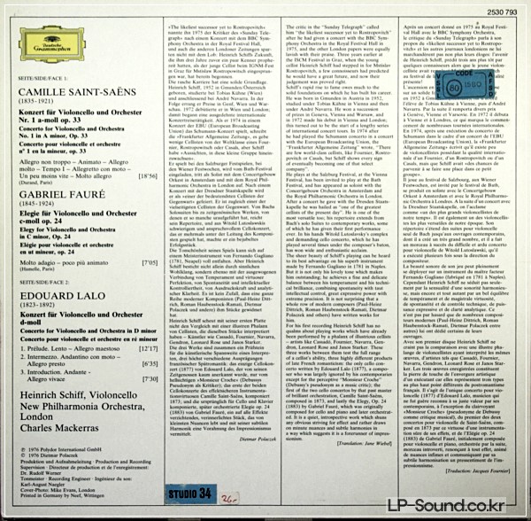 SAINT-SAENS FAURE LALO, SCHIFF MACKERRAS -  DGG LP 2530 793