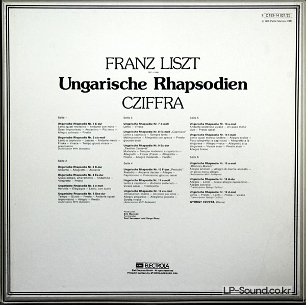 GEORGES CZIFFRA LISZT RAPSODIES HONGROISES COMPLETE 3LP