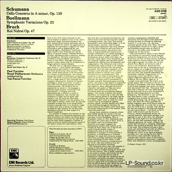 SCHUMANN CELLO CONCERTO BRUCH KOL NIDREI PAUL TORTELIER RPO TORTELIER