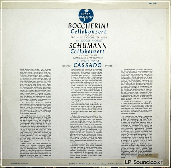 BOCCHERINI ,SCHUMANN  CELLO CONCERTO  CELLO–GASPAR CASSAD BBH