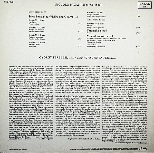 PAGANINI - WORKS FOR VIOLIN & GUITARCENTONE DI SONATE NO.3 IN 6.41995