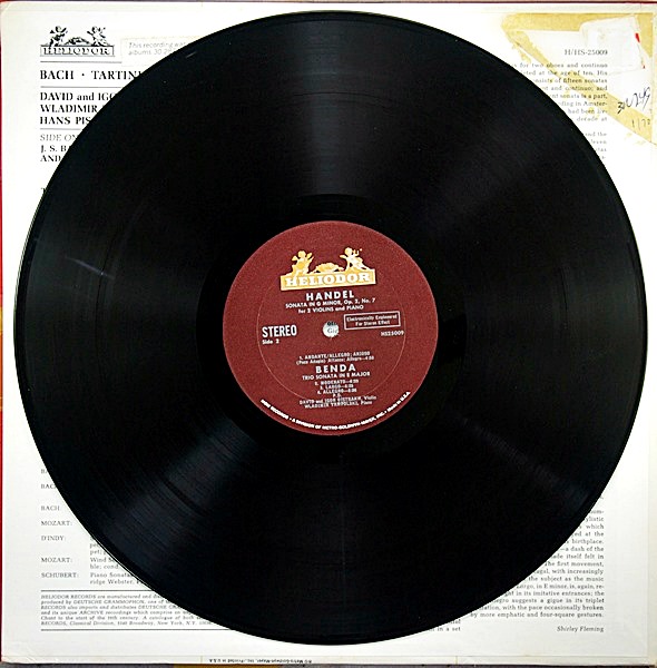 BACH, TARTINI, HANDEL, BENDA - HELIODOR RECORDS - H/HS-25009