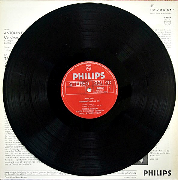 DVORAK / TSCHAIKOVSKY - CELLO - WALEVSKA / 1971 PHILIPS 6500 224