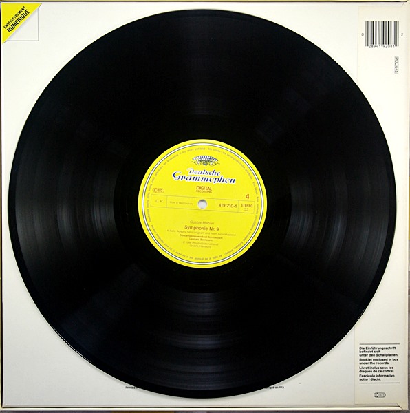 MAHLER SYMPHONY NO. 9 / LEONARD BERNSTEIN DG STEREO 419 209/210-1 2LP